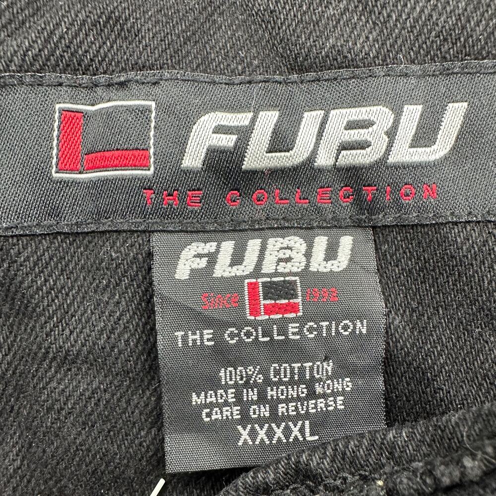 Vintage 90s FUBU Denim Jean Trucker Jacket Mens 4XL Black Button Pockets - Picture 2 of 14